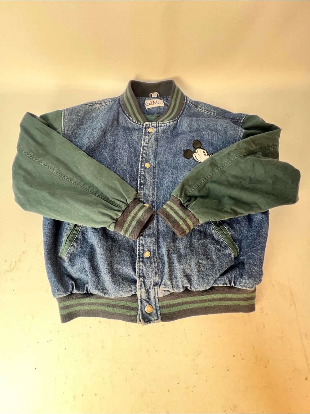 Denim & Green Mickey Varsity Jacket - Men's